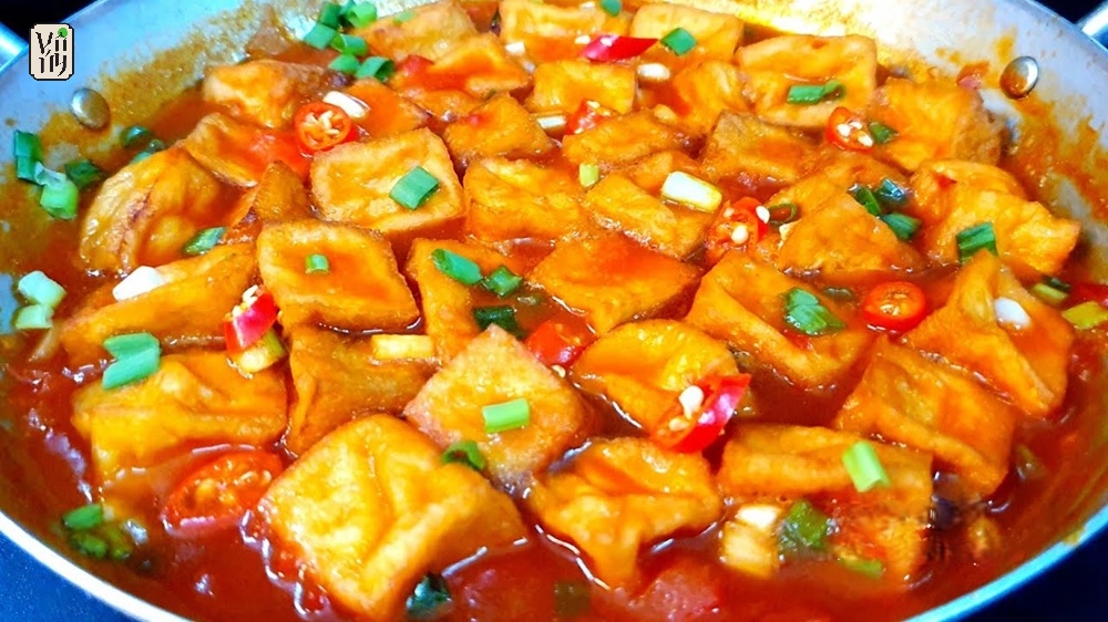 Hướng dẫn cách làm đậu hũ sốt cà chua chay ngon đúng vị