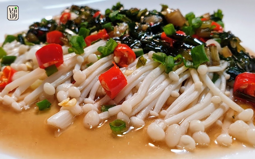 Nấm kim châm xào chua ngọt