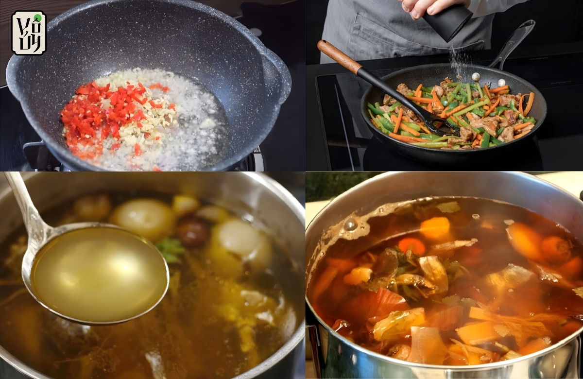 Nấu nước dùng bún bò chay