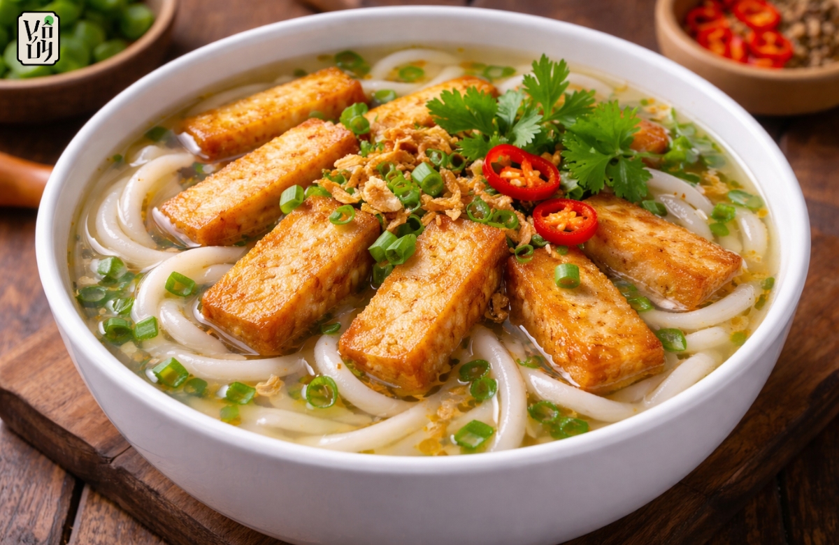 Vegetarian Fish Cake Thick Noodle Soup