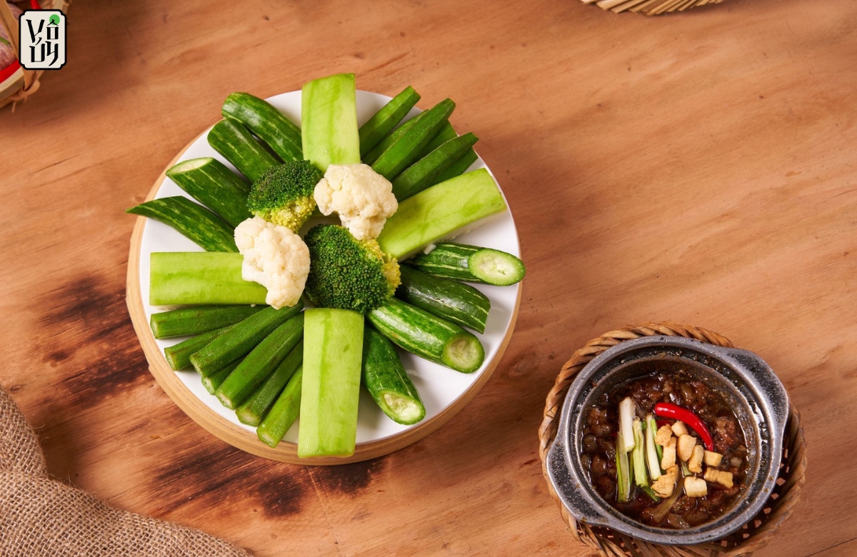 Rau củ luộc chấm kho quẹt chay - Thanh đạm và nhẹ bụng