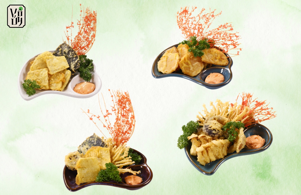 Các món tempura nấm tại nhà hàng chay Vô Úy