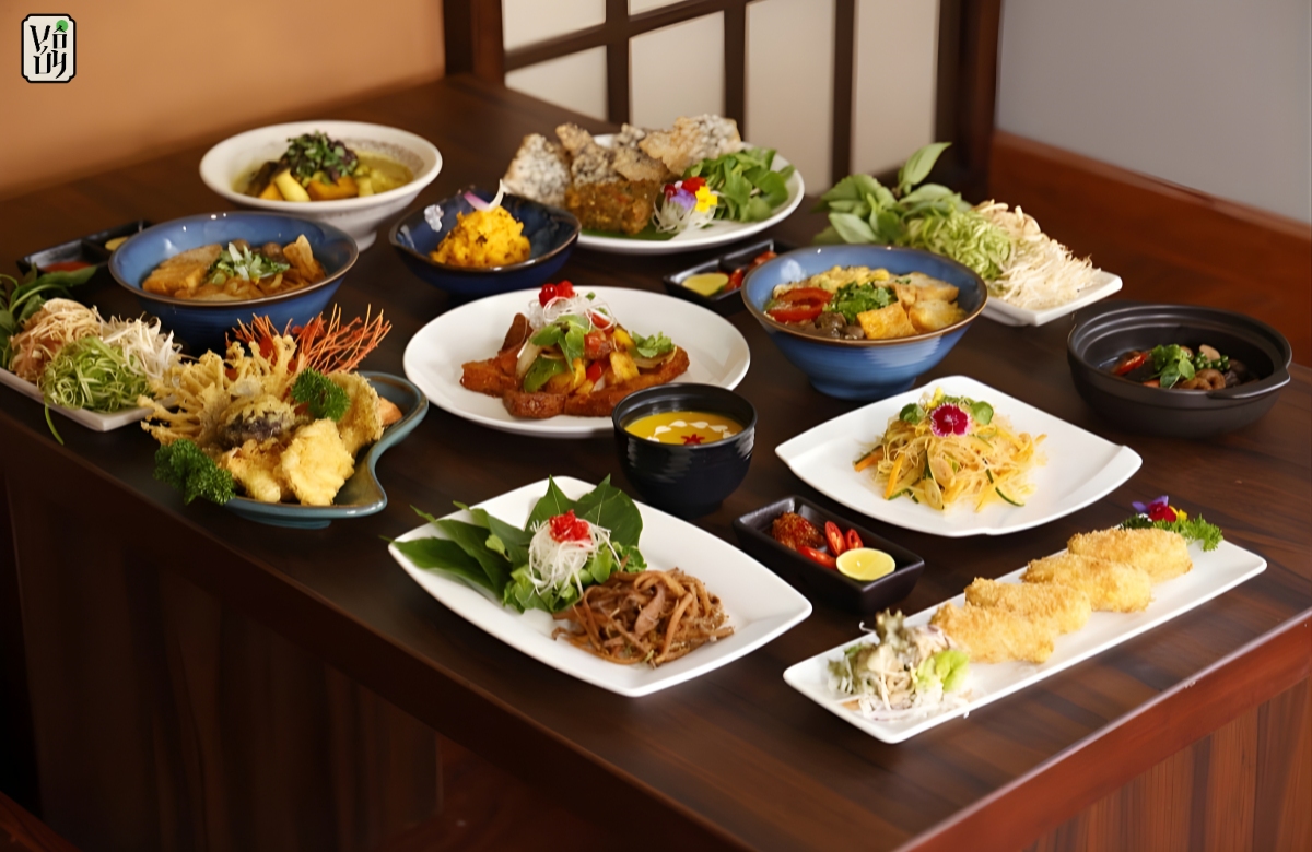 Thưởng thức món trứng hấp tại nhà hàng chay Vô Úy