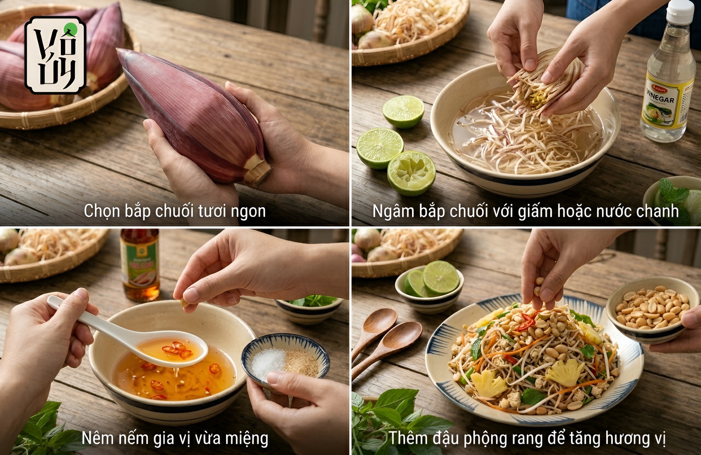 Công thức làm gỏi hoa chuối đậu phụ nghiền