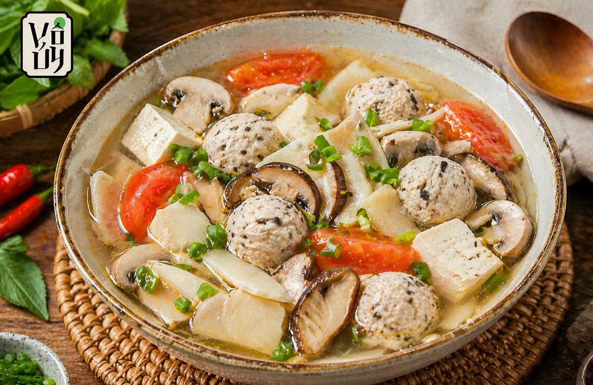 Cách nấu canh măng chua mọc chay nấm