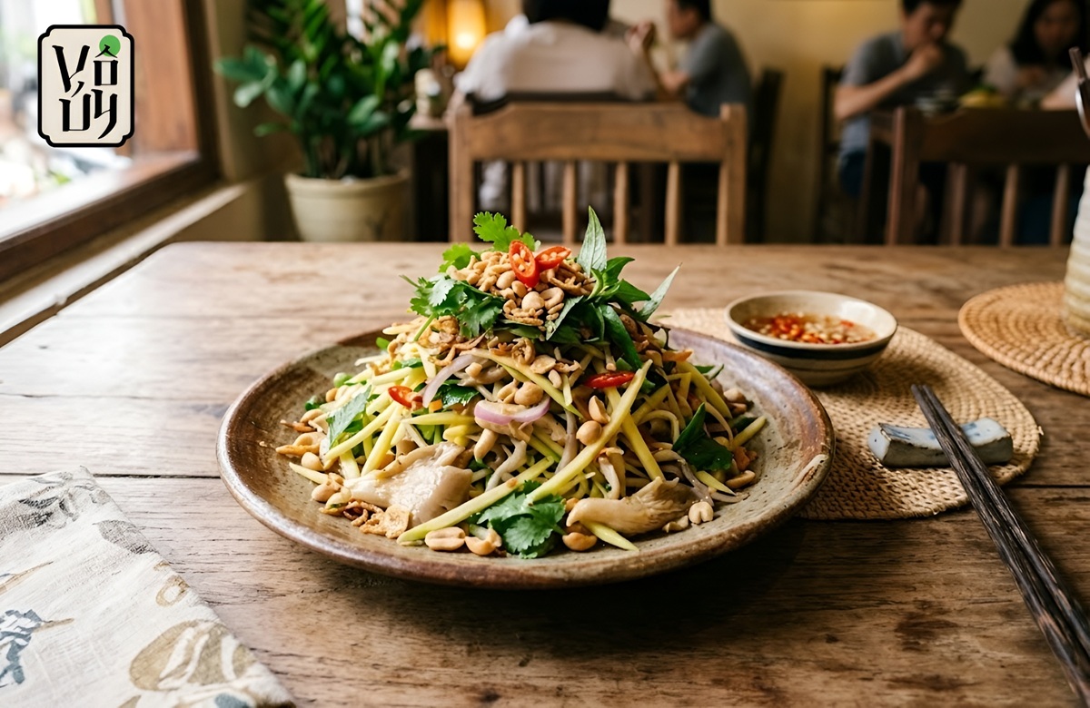 Cách làm gỏi xoài nấm chay chua ngọt, giòn ngon